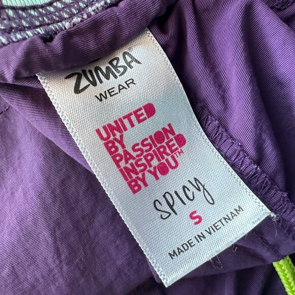 Zumba Womens Small Pants Cargo Crop Cant Touch This Purple Pull On Dance - Picture 8 of 10